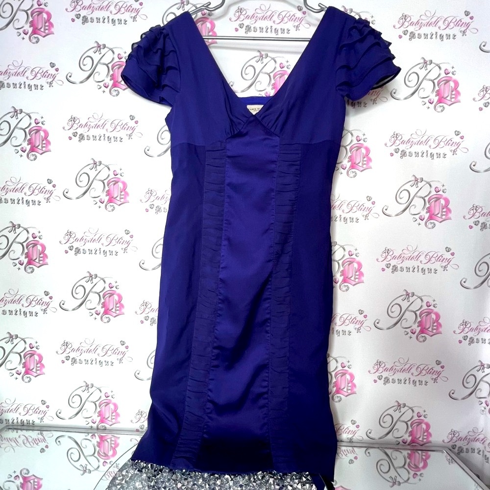 Karen Millen England dress formal detail ruffle Elegant Purple Dress
